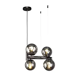 Люстра стельова Levistella 7521011-4 BK+BK, E27, чорний метал, 4 плафона, сучасний стиль, діаметр 410 мм - мініатюра 2