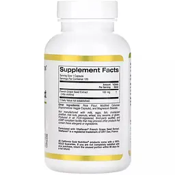 Екстракт кісточок французького винограду Вітафлаван California Gold Nutrition French Grape Seed Extract Vitaflavan 100 мг 120 вегетаріанських капсул - мініатюра 2