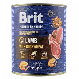 Вологий корм Brit Premium by Nature Брит для собак, ягня з гречкою, 800 г (арт.100416/538546)