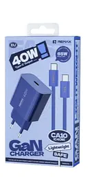 Зарядний пристрій Remax СA10 GaN 1Type-C 40W Blue + TypeC-TypeC Cable - мініатюра 2