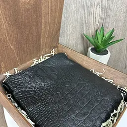 Сумка чоловіча через плече планшет шкіряна чорна під рептилію (1459) - мініатюра 9