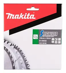 Диск пиляльний по деревині для акумуляторних пил 136х20 мм 16T Makita SPECIALIZED B-33532 - мініатюра 4