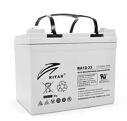 Аккумуляторная батарея AGM RITAR RA12-33, Gray Case, 12V 33.0Ah - мініатюра 1