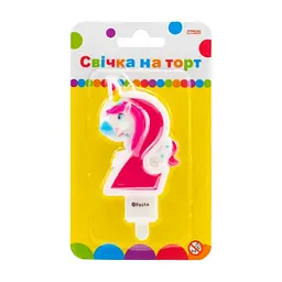 Свічка Maxi двостороння "2" із зображенням єдинорога висотою 7,62 см (MX622066-2)