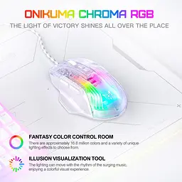 Комп'ютерна мишка Onikuma ігрова дротова для ПК C93 RGB підсвітка 12800 DPI для ноутбука прозорий корпус - мініатюра 5