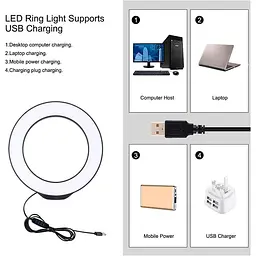 Кільцева USB LED лампа Puluz PKT3059B 6.2"+ настільний штатив - мініатюра 8