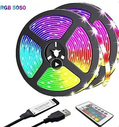 Розумна світлодіодна LED стрічка RGB 5050 з Bluetooth додатком комплект 5 метрів водостійкий від USB підсвічування декоративне Smart UKC