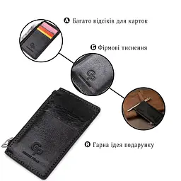 Шкіряний невеликий картхолдер Grande Pelle 11399 чорний - мініатюра 4