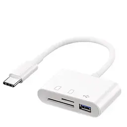 Адаптер Type C кардридер USB TF SD (білий) 