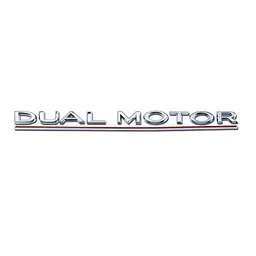 Емблема напис Dual Motor для Tesla Хром + Хромово-Червона лінія пластик на скотчі - мініатюра 2