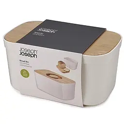 Хлібниця з бамбуковою кришкою-дошкою Joseph Joseph Bread Bin 18x37x22 см біла (81097) - мініатюра 5