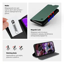 Чехол-книжка для Samsung Galaxy S25 FE 5G, OneFold Case, зеленый, из экокожи (PU) и TPU, с магнитом, с подставкой и отделением для карт, трансформируется в подставку, противоударный, защита всего корпуса, ArmorStandart (ARM86999) - мініатюра 4