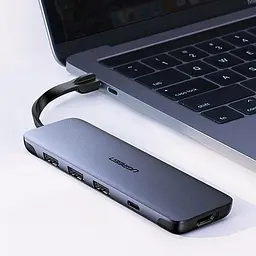 Конвертер адаптер Ugreen CM285 Usb-C Hub to 3 Usb 3.0 + HDMI хаб перетворювач - мініатюра 4