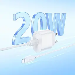Адаптер сетевой HOCO Type-C to Lightning Fighter single port charger set C109A 1Type-C, 3A/20W, PD/ - миниатюра 2
