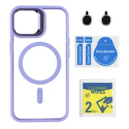 Чохол із підставкою MagSafe TPU PC Metal Stand Case and Camera Lenses Apple iPhone 15 Purple