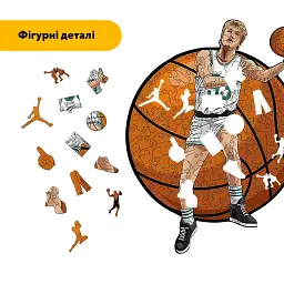 Дерев'яний фігурний пазл Ларрі Берд, А2, Дерев'яна коробка 300+ елементів - мініатюра 2