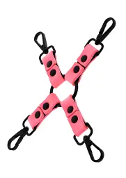 Хрестоподібний БДСМ фіксатор з карабінами Taboom Hogtie, 28 см, рожевий