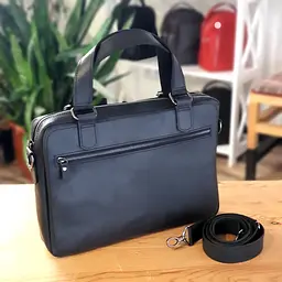 Шкіряна сумка GS фомат А4 чорна (БА4З 003 черн) 70 см
