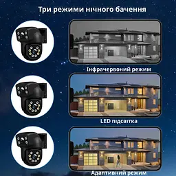 Подвійна вулична Wi-Fi камера відеоспостереження 2+2 Мп E390 + Led підсвічування IP66 (Eyes390) - мініатюра 6