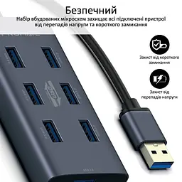 Концентратор Promate USB Hub 7 ports ezhub-7.grey (ezhub-7.grey) - мініатюра 9