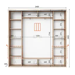 Шафа-купе Idea серія 4 240 x 45 x 240 см Дуб сонома Дзеркало - мініатюра 2