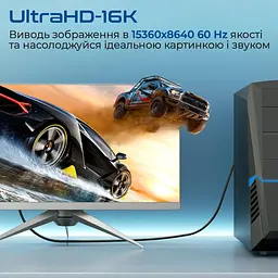 Кабель Promate DisplayPort-DisplayPort V 2.0 2 м (dplink-16k.black) - мініатюра 2