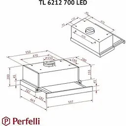 Витяжка телескопічна Perfelli TL 6212 WH 700 LED - мініатюра 10