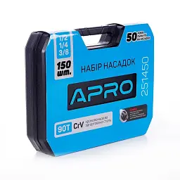 Набір насадок та інструментів Apro з тріскачкою CrV 1/4" 3/8" 1/2" 90T 150 шт. 30412 - мініатюра 5