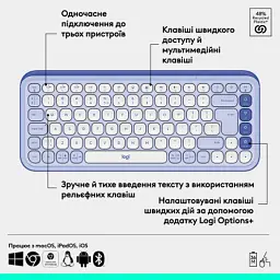 Клавіатура Logitech POP Icon Keys Bluetooth UA Lilac (920-013074) - мініатюра 6
