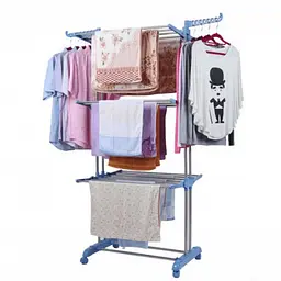 Сушарка для білизни GARMENT Tiers трирівнева 173,5×70×66 см, складна, на колесах, сталева - мініатюра 2