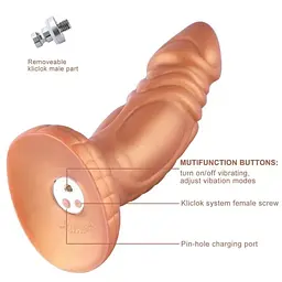 Фалоімітатор Hismith Slightly Curved Vibrating Silicone Dildo Monster Series KlicLok з вібрацією - мініатюра 3