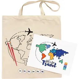 Набір для творчості екосумка-розмальовка "Lets go Travel" Rosa N0003655, 38х42 см - мініатюра 2