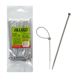 Стяжка Alloid 3.6х150мм, пластик, 100шт./уп., сірий (PC-36150G)