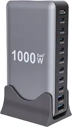 Мережева зарядна станція ILEPO 1000W на 2 USB+8 Type-C мультизарядний пристрій потужний блок живлення Black (19340) - мініатюра 2