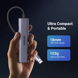 Концентратор Ugreen USB 3.0 to 3хUSB 3.0/Type-C+RJ45(1000M) Ethernet 5in1 CM475 (60554) - мініатюра 6