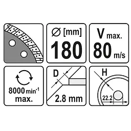 Диск алмазний турбо YATO TURBO Ø=180x8.0x22.2 мм (YT-6024) - мініатюра 3