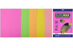 Набір кольорового паперу NEON, 5 кол., 20 арк., А4, 80 г/м² BM.2721520-99 BUROMAX (4823078962294)