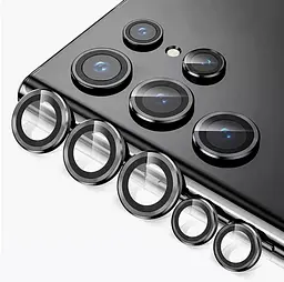 Захисне скло на камеру DK для Samsung Galaxy S22 Ultra 5G S908 Metal Ring Eagle Eye 015709 black - мініатюра 5
