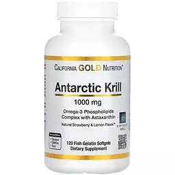 Олія антарктичного криля California Gold Nutrition Antarctic Krill Oil Omega-3 1000 мг смак полуниці та лимона 120 желатинових капсул