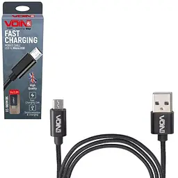 Кабель VOIN USB - Micro USB 3А, 1m, black (швидка зарядка/передача даних)