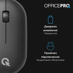 Миша OfficePro Silent Click Wireless Black (M185B) - мініатюра 3