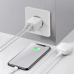 Сітчастий зарядний пристрій Baseus Compact Charger 2U 10.5W EU білий CCXJ010202 - мініатюра 6