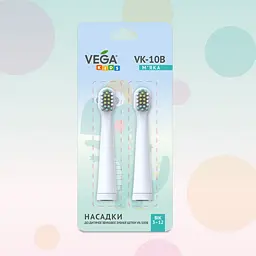 Насадки Vega Kids VK-10B до дитячої звукової зубної щітки VK-500B бірюзові - мініатюра 2