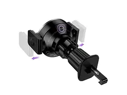 Автомобільний тримач для смартфона Hoco HW35 Qi 15W Black - мініатюра 3