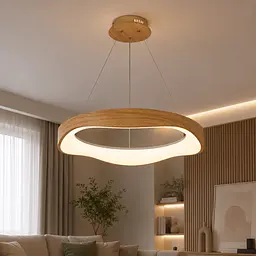 Сучасна підвісна LED-люстра Levistella 781P2298 (620) LWD світле дерево 92W з пультом