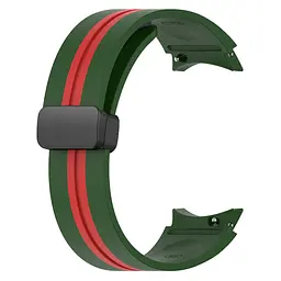 Ремінець для Samsung Galaxy Watch 4 44mm - зелено-червоний ширина кріплення 20мм силікон Watchbands Cls-line-black (W36-0WB10289017) - мініатюра 3