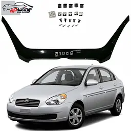 Дефлектор капоту мухобійка для Hyundai Accent Verna 2006-2009 Евро Крепление (Vip Tuning) HYD14
