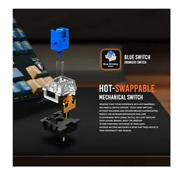 Бездротова механічна ігрова клавіатура JEDEL WKL102 Tri-Mode Hot-Swap Switch Black - мініатюра 7