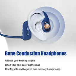 Кісткові навушники для плавання з памʼятю 32 ГБ ESON X23 з MP3 плеєром, Bluetooth 5.3 сині - мініатюра 9