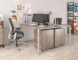 Подвійний письмовий стіл Loft design Q-140 (Дуб Палена)